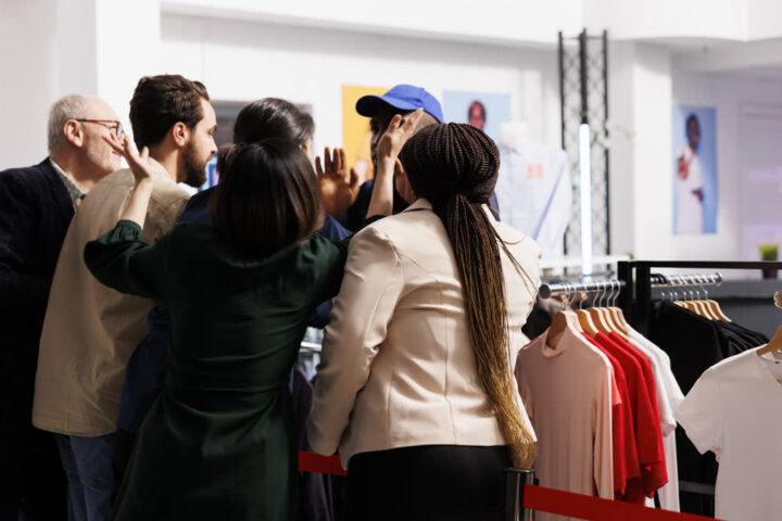 Ilustrační stock: fashion drop fronta a size run civilně, bez fake e-shop UI.
