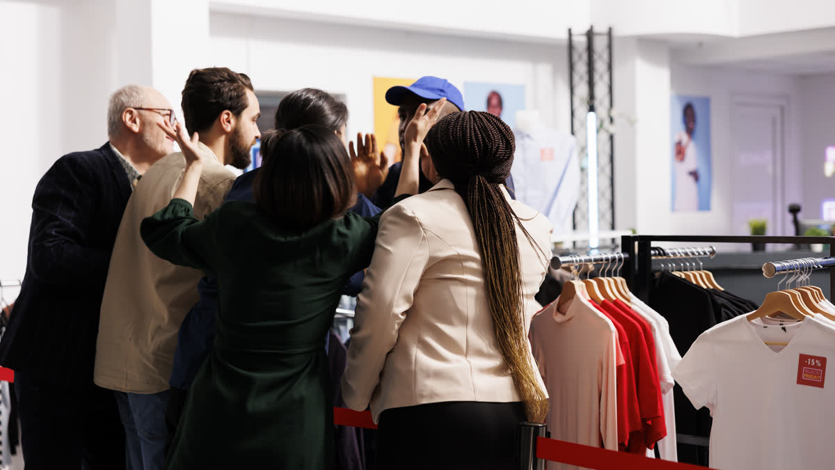 Ilustrační stock: fashion drop fronta a size run civilně, bez fake e-shop UI.